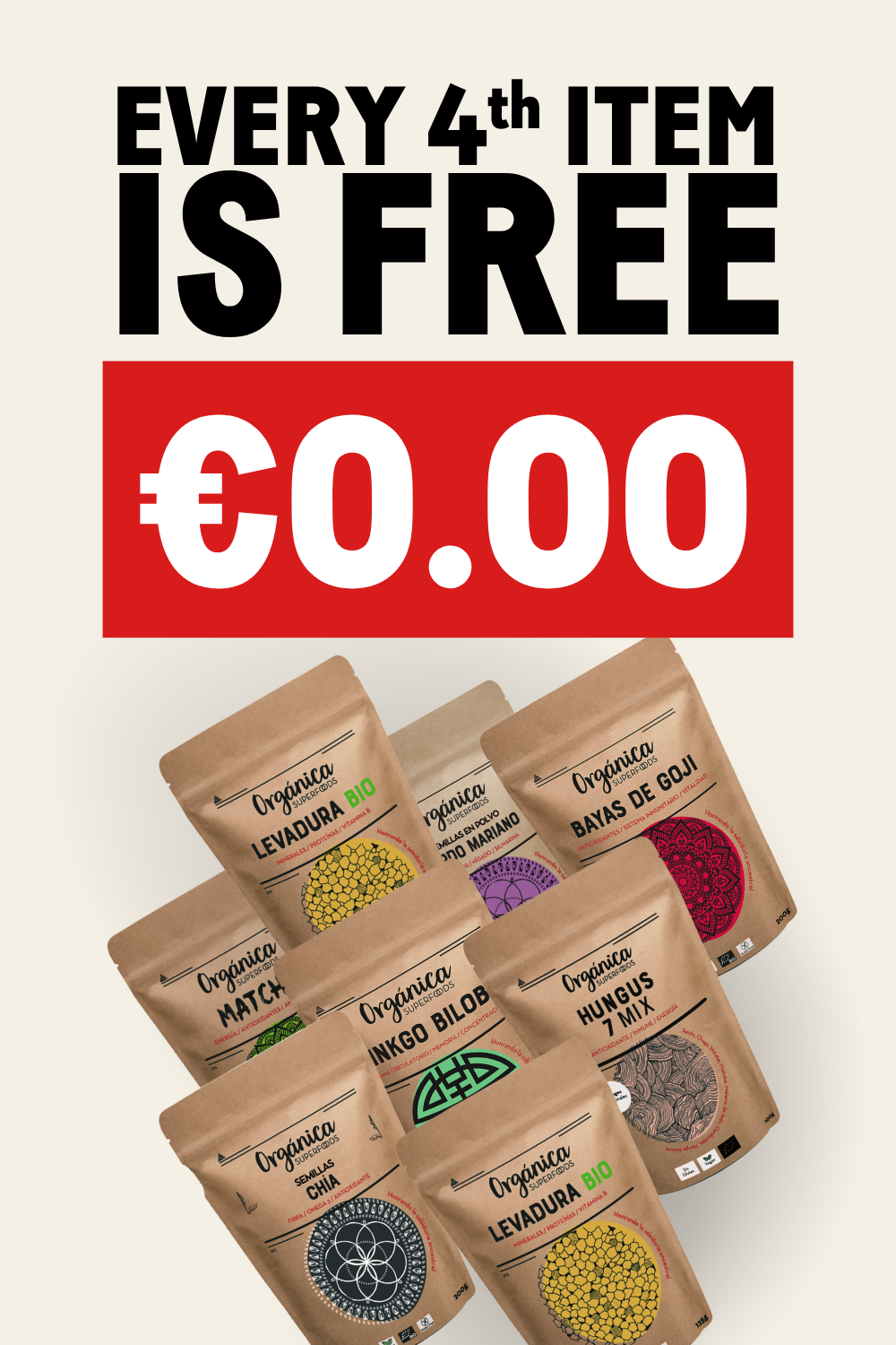 Buy 4 items and get the 4th one FREE!