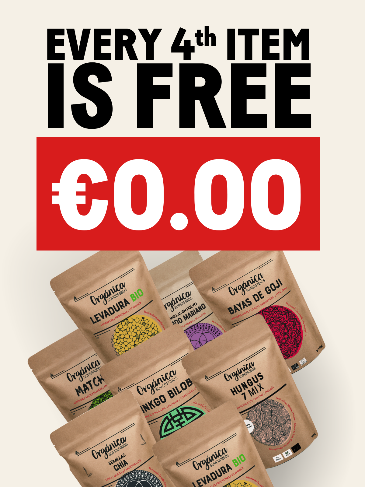 Buy 4 items and get the 4th one FREE!