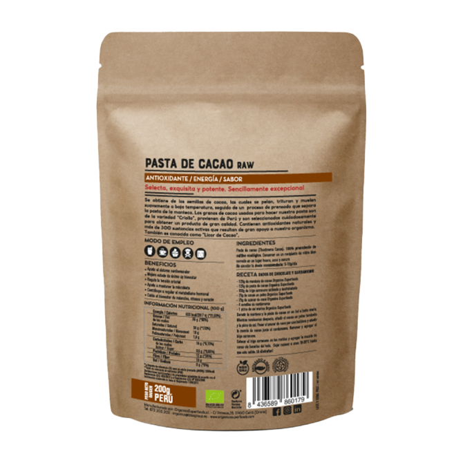 Organic Cocoa Paste Label