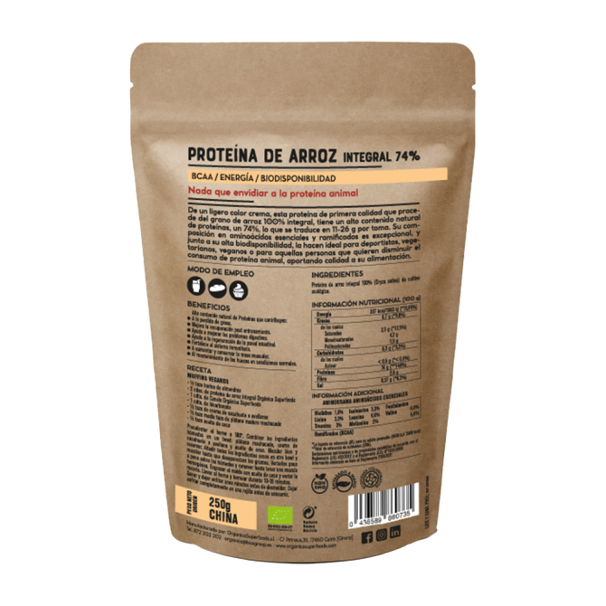 Organic Rice Protein Label